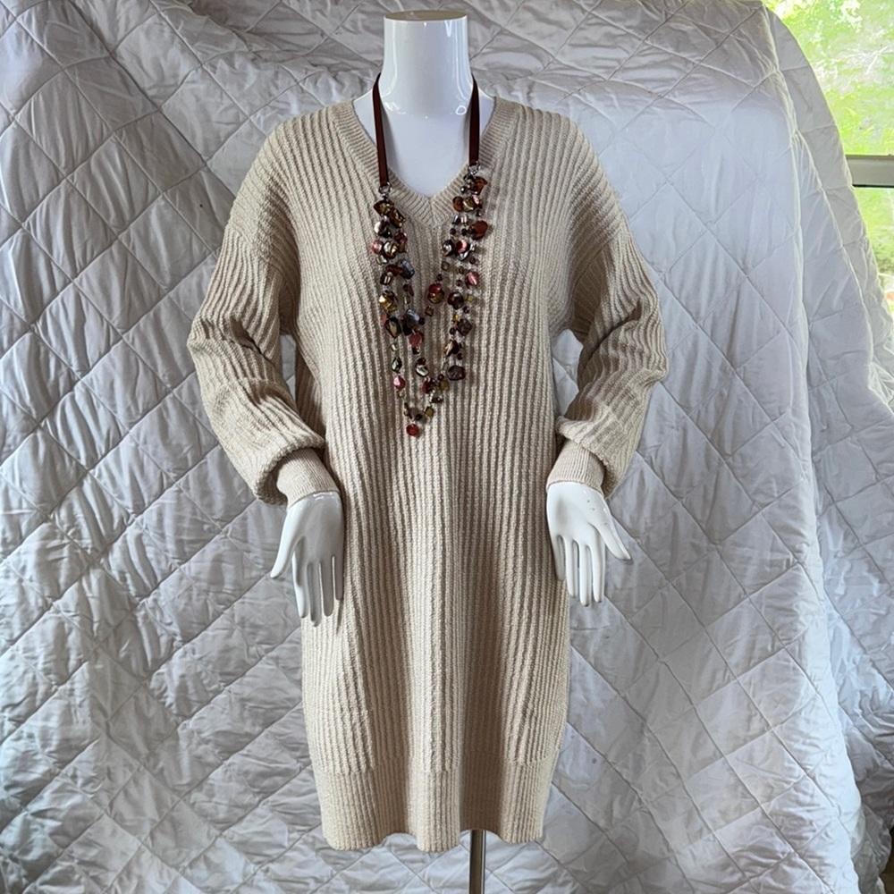 Jessica Simpson Cream Ribbed Midi Dress
